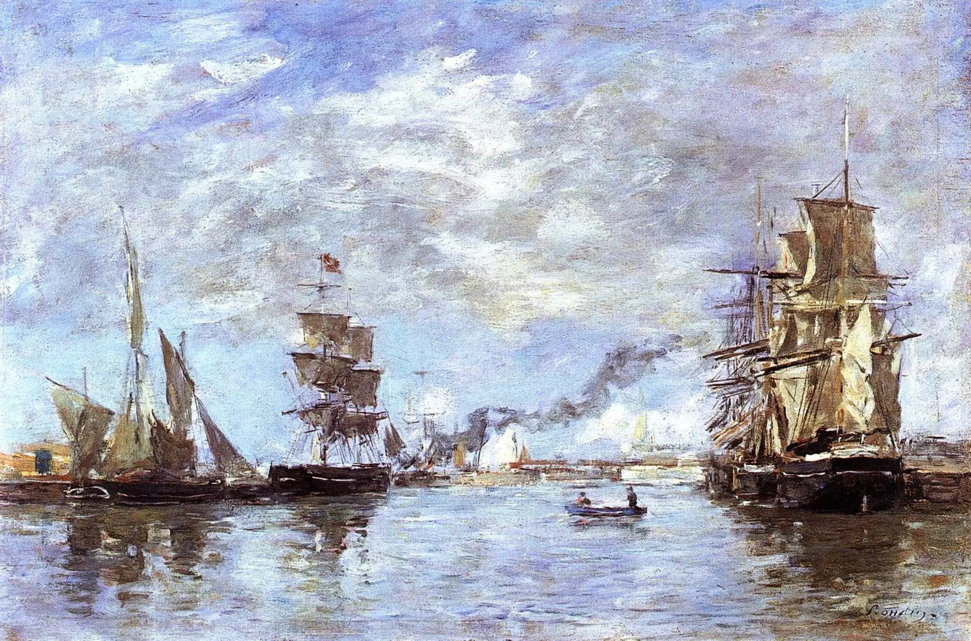 Le port de Deauville - Eugène Boudin image 1 copie peinte à la main à l’huile