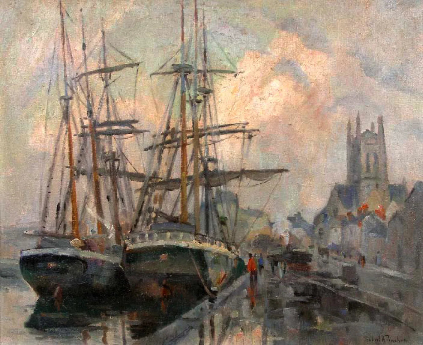 Le port de Fécamp - Robert Antoine Pinchon image 1 copie peinte à la main à l’huile