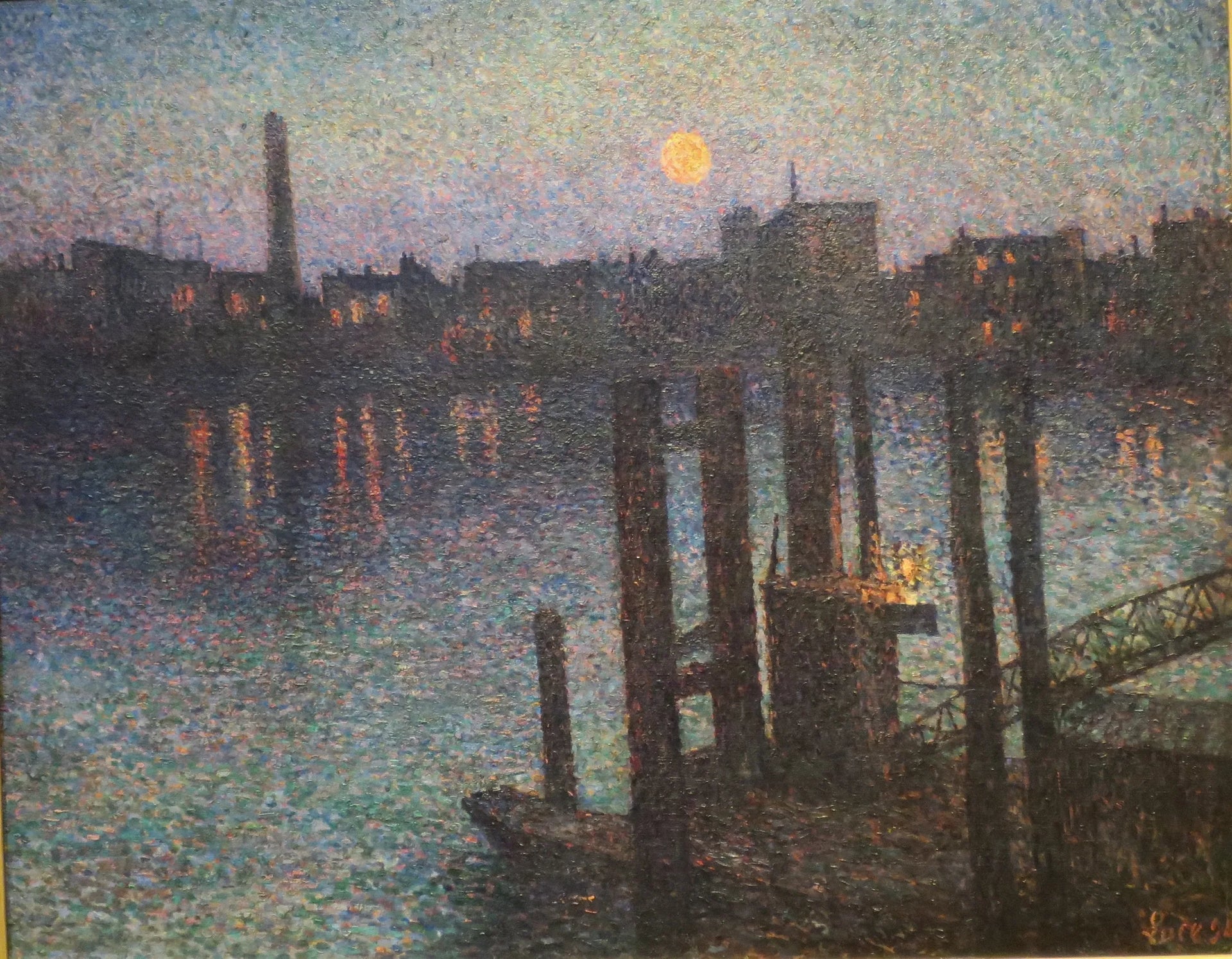 Le port de Londres, la nuit - Maximilien Luce image 1 reproduction artisanale de tableau