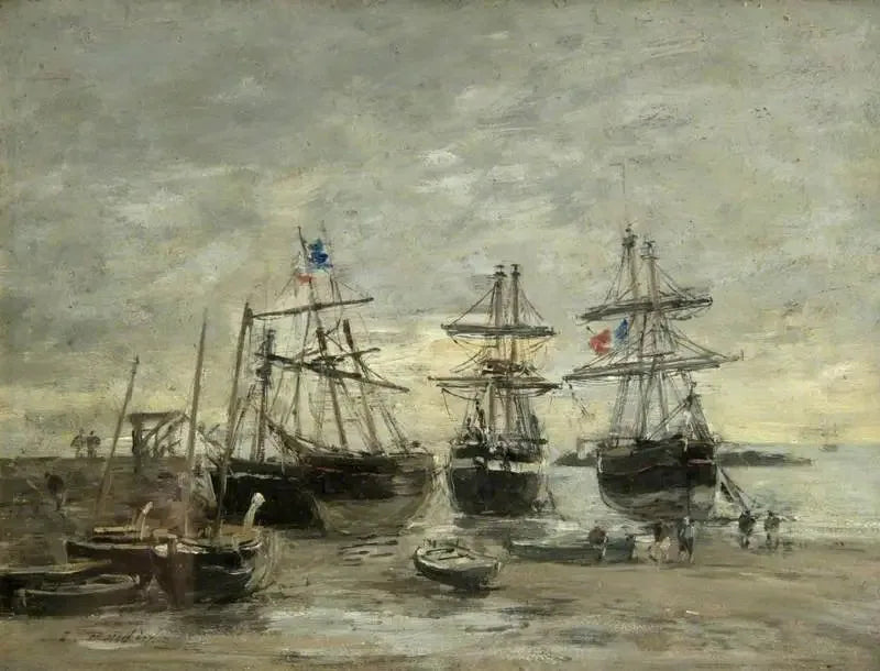 Le port de Portrieux à marée basse - Eugène Boudin image 1 reproduction de peinture à l’huile