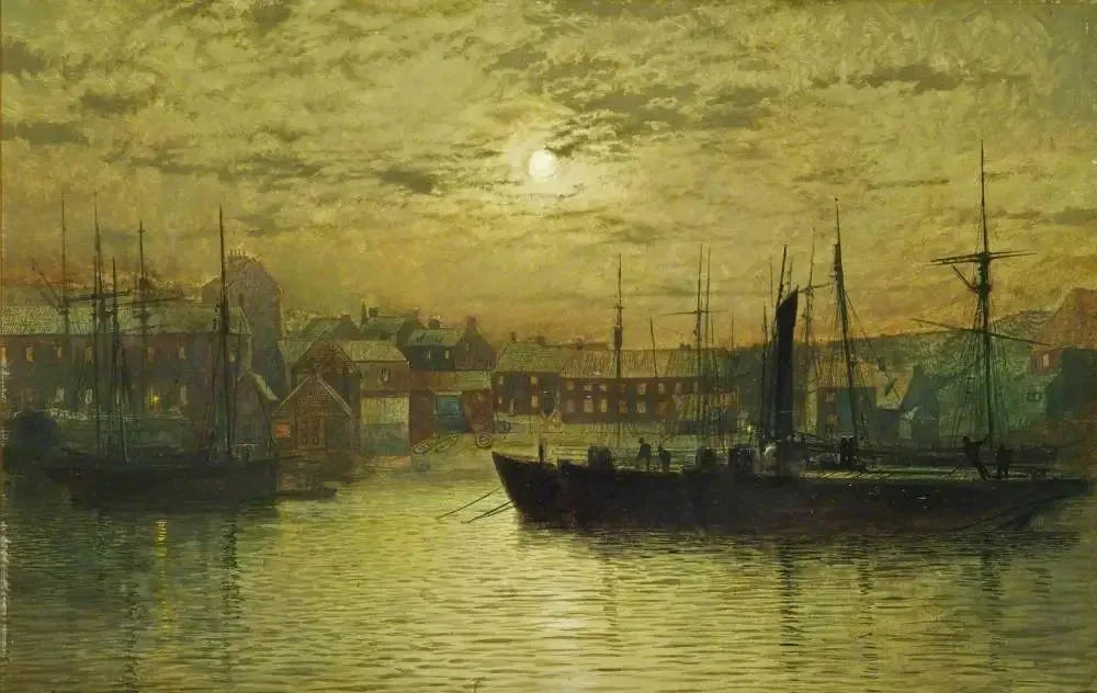 Le port de Whitby au clair de lune - John Atkinson Grimshaw image 1 reproduction d’œuvre d’art à l’huile
