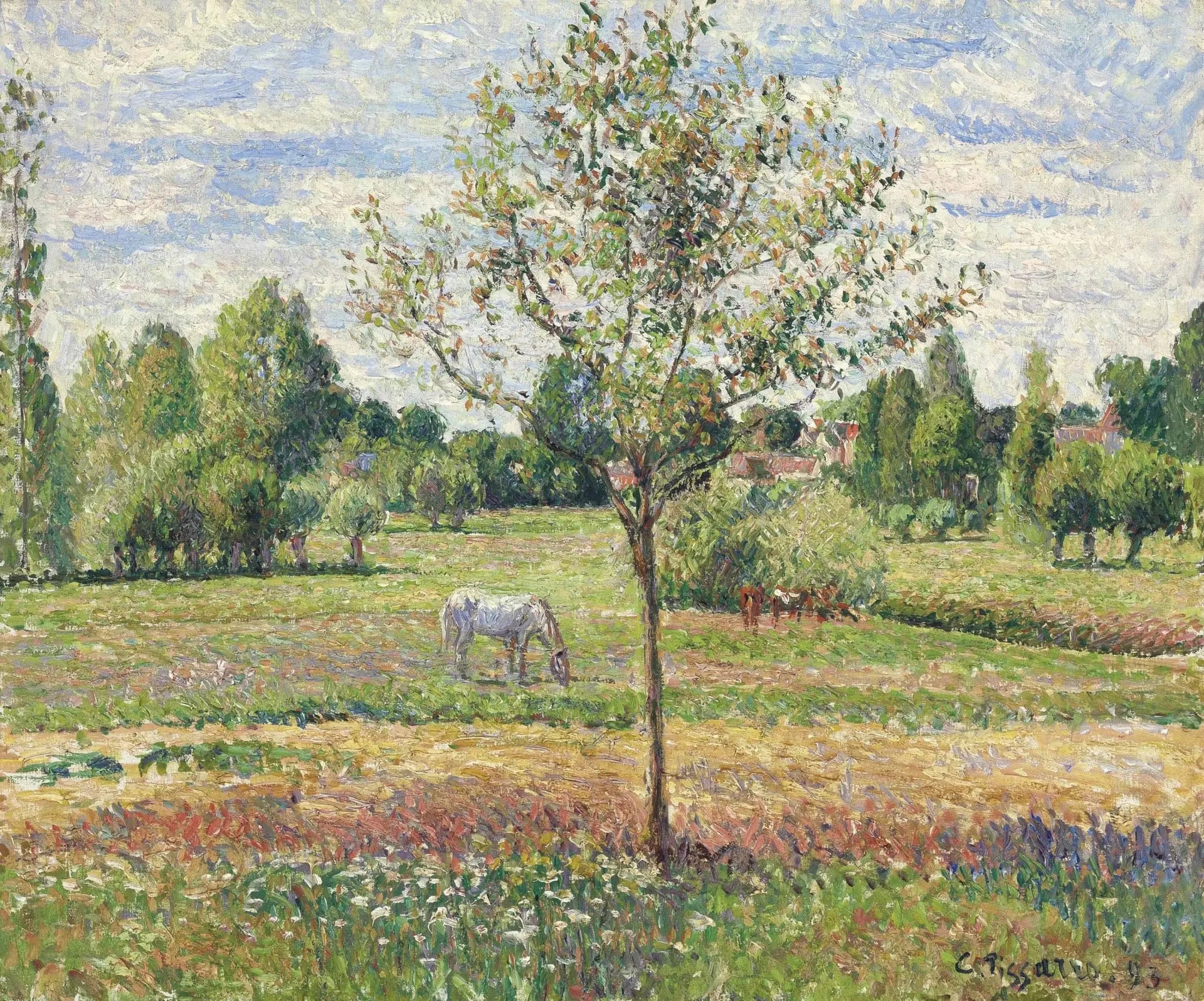Le Pré au Cheval Gris, Éragny - Camille Pissarro image 1 reproduction de peinture à l’huile
