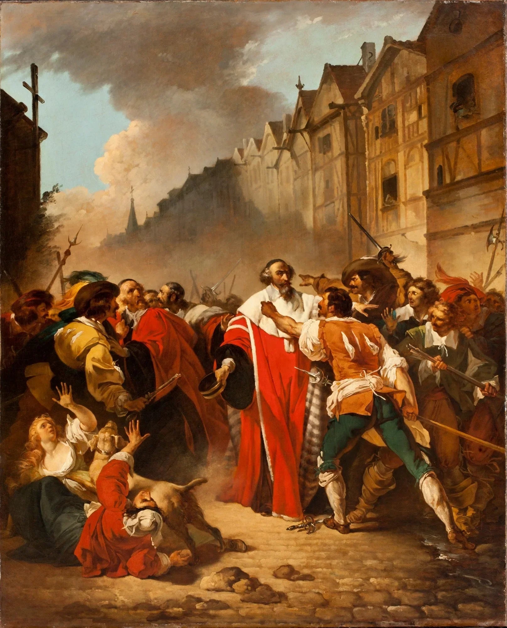 Le Président Molé, saisi par les factieux, au temps des guerres de la Fronde - François-André Vincent image 1 reproduction artisanale de tableau