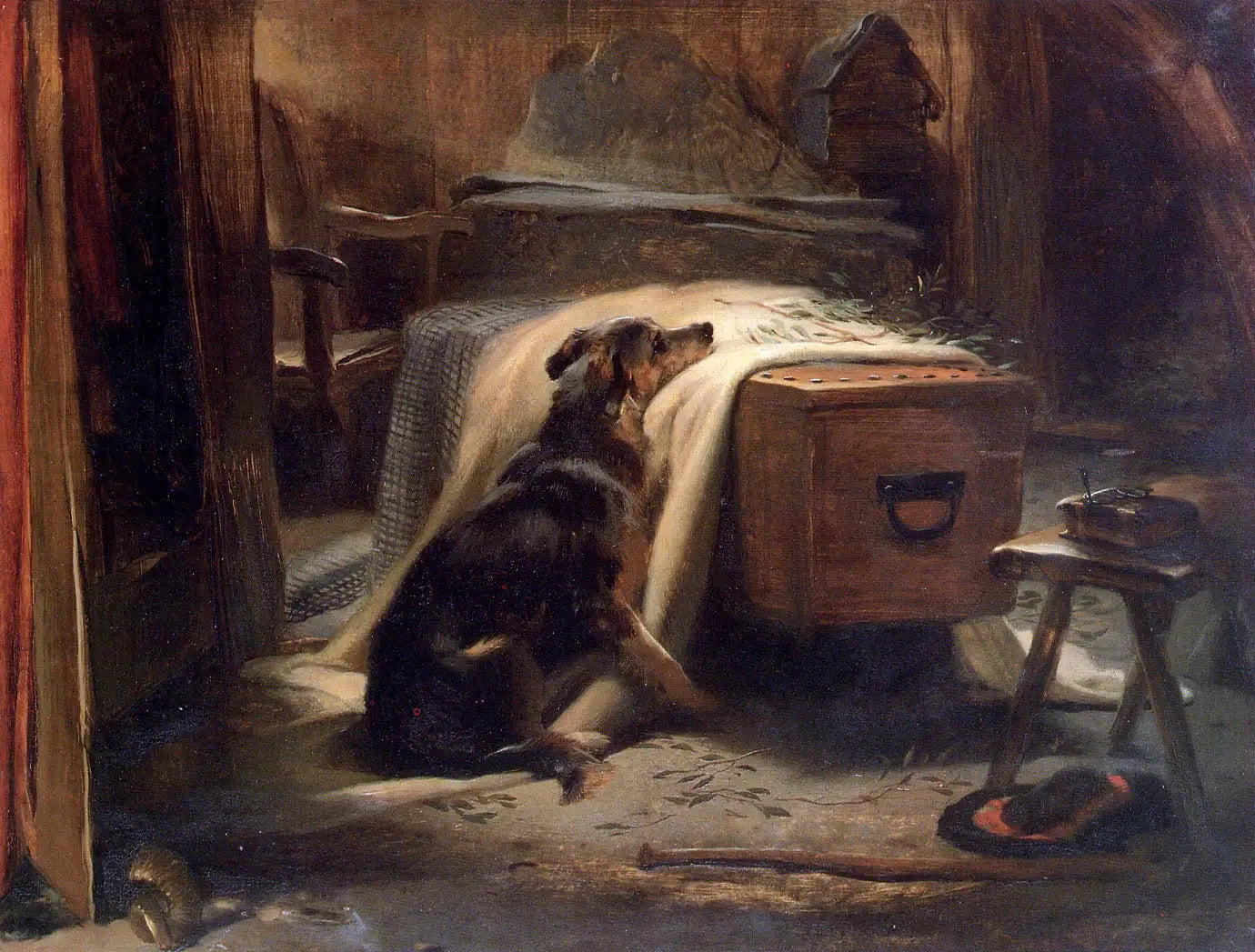 Le principal pleureur du vieux berger - Edwin Henry Landseer image 1 reproduction de peinture à l’huile