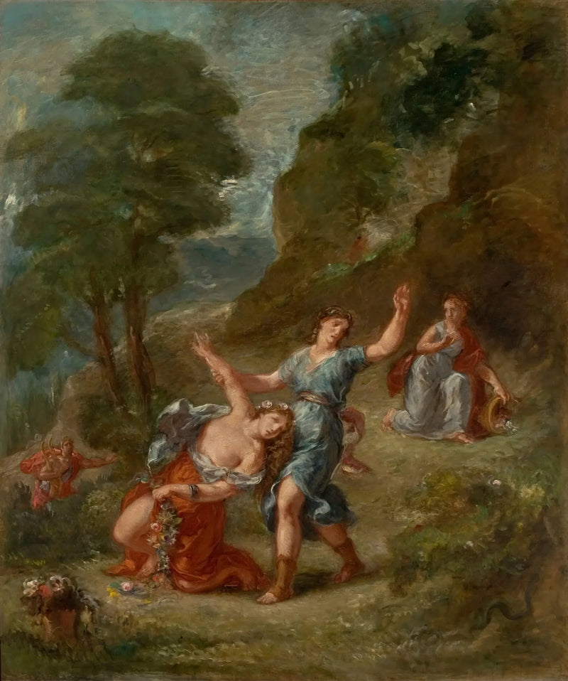 Le Printemps - Eurydice mordue par un serpent alors qu'elle cueillait des fleurs (la mort d'Eurydice) - Eugène Delacroix