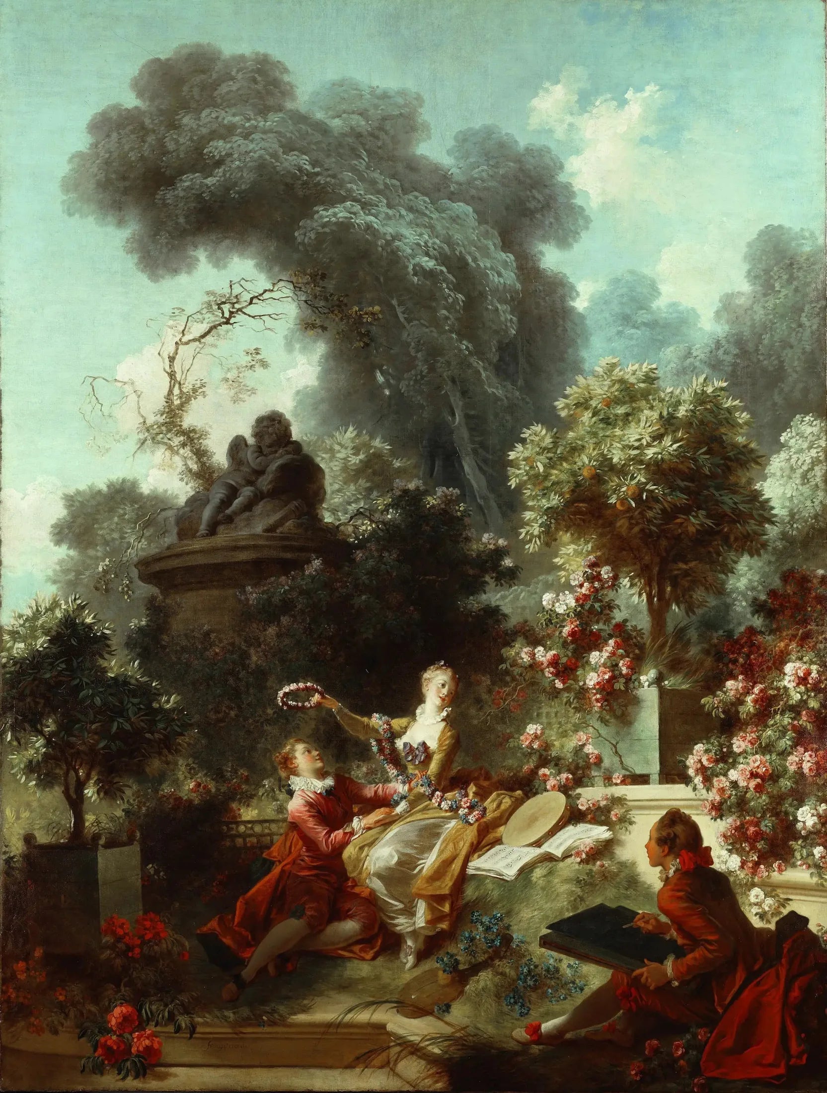 Le Progrès de l'Amour : L'Amant couronné - Jean-Honoré Fragonard image 1 copie peinte à la main à l’huile
