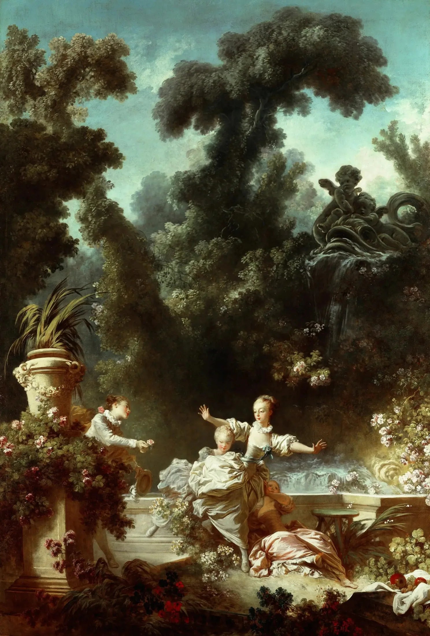 Le progrès de l'amour : la poursuite - Jean-Honoré Fragonard image 1 reproduction artisanale de tableau