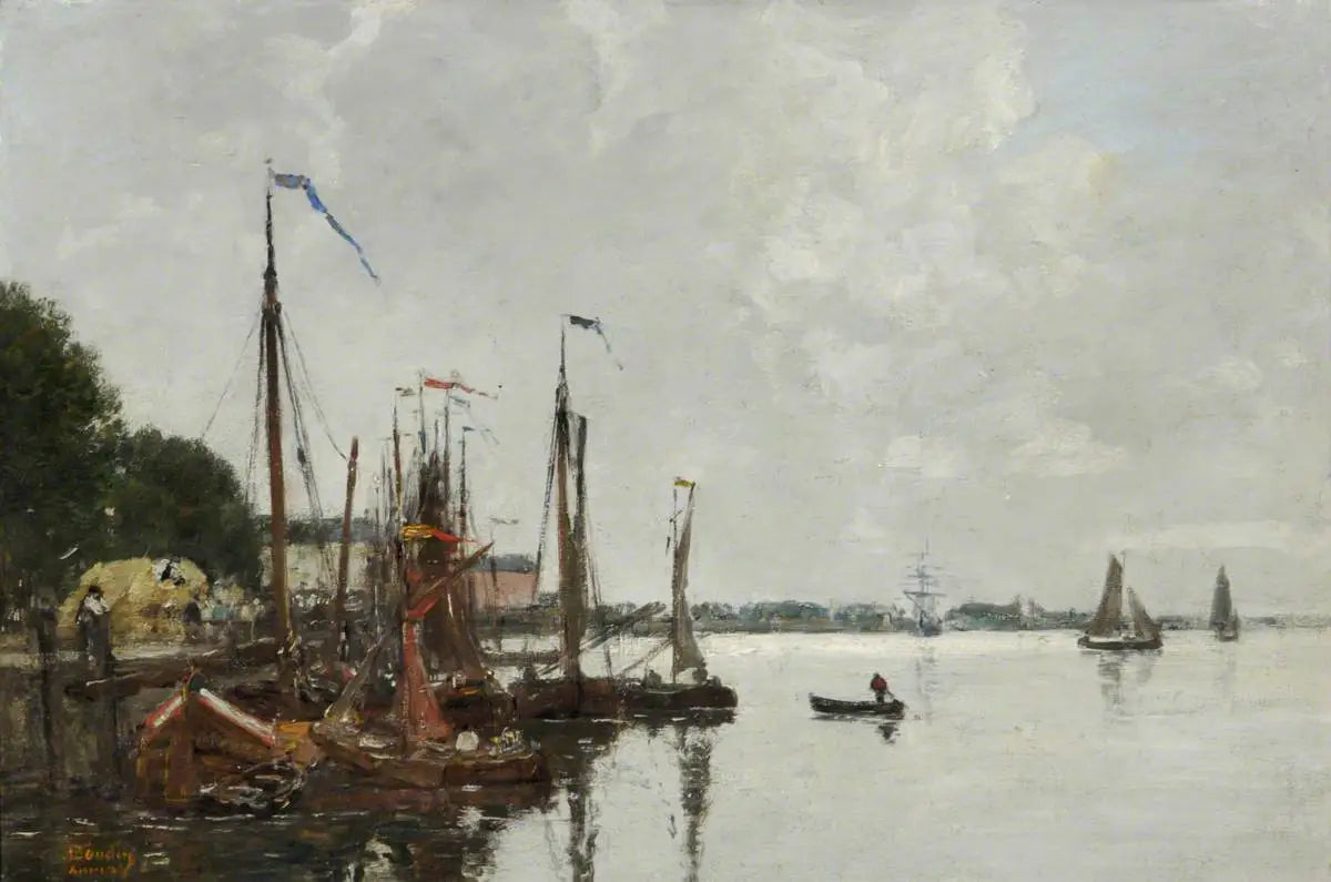 Le quai d'Anvers, Belgique - Eugène Boudin image 1 reproduction de peinture à l’huile