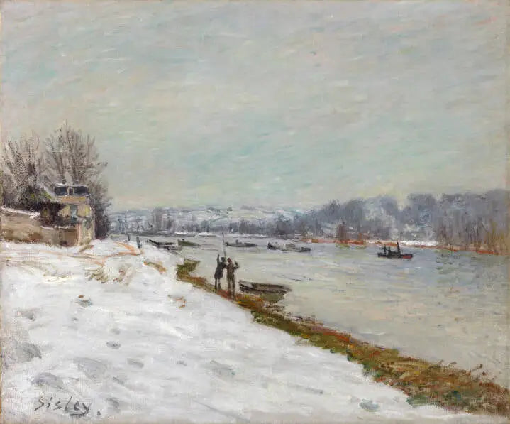 Le quai de Billancourt - Neige - Alfred Sisley image 1 reproduction d’œuvre d’art à l’huile