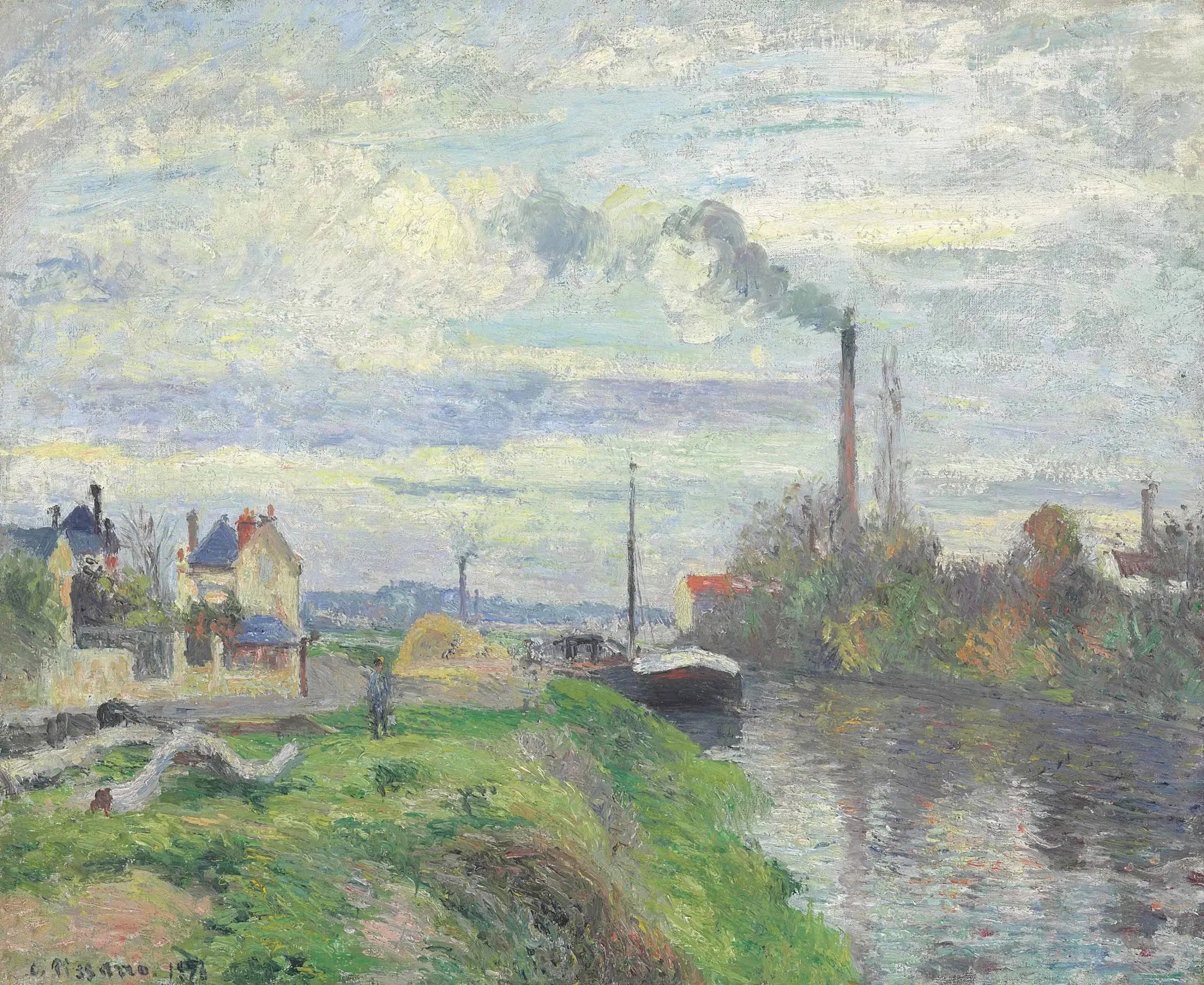 Le Quai du Pothuis à Pontoise - Camille Pissarro image 1 tableau peint à l’huile sur toile