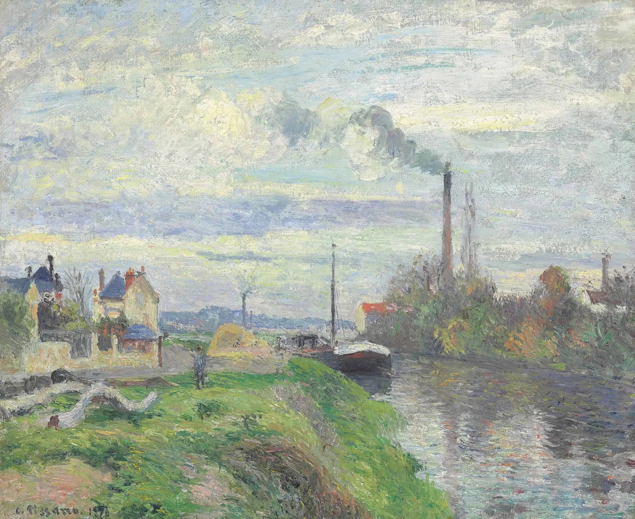 Le Quai du Pothuis à Pontoise - Camille Pissarro image 1 tableau peint à l’huile sur toile