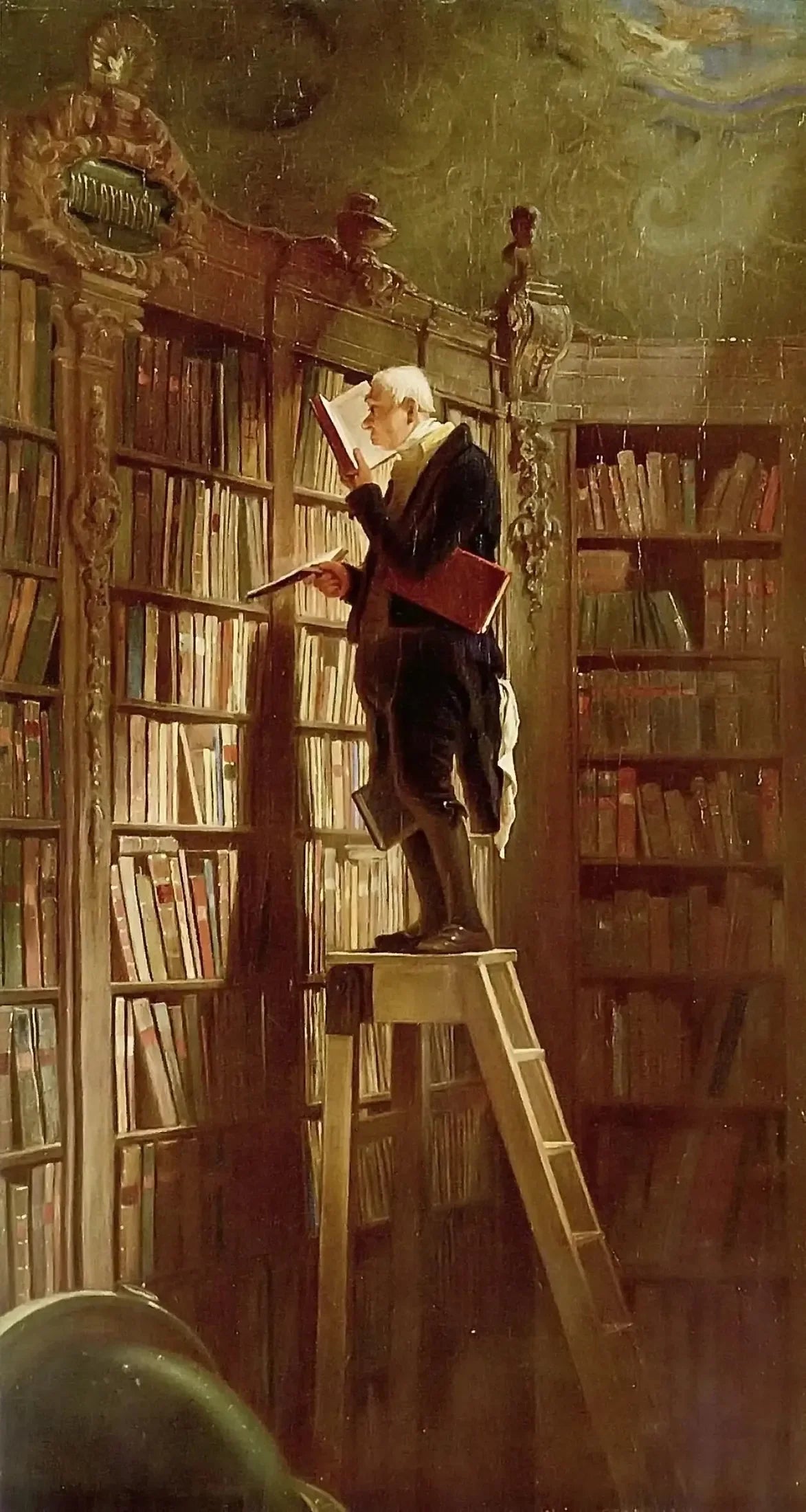 Le Rat de bibliothèque, détail - Carl Spitzweg image 1 reproduction réalisée par Alpha Reproduction