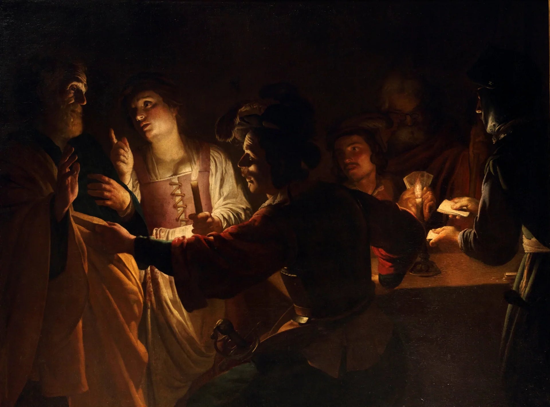 Le Reniement de saint Pierre - Gerrit van Honthorst image 1 tableau peint à l’huile sur toile