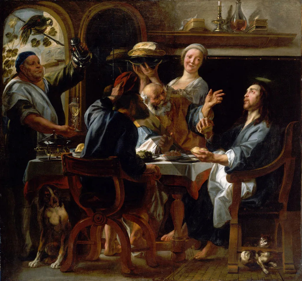 Le Repas à Emmaüs - Jacob Jordaens image 1 copie peinte à la main à l’huile