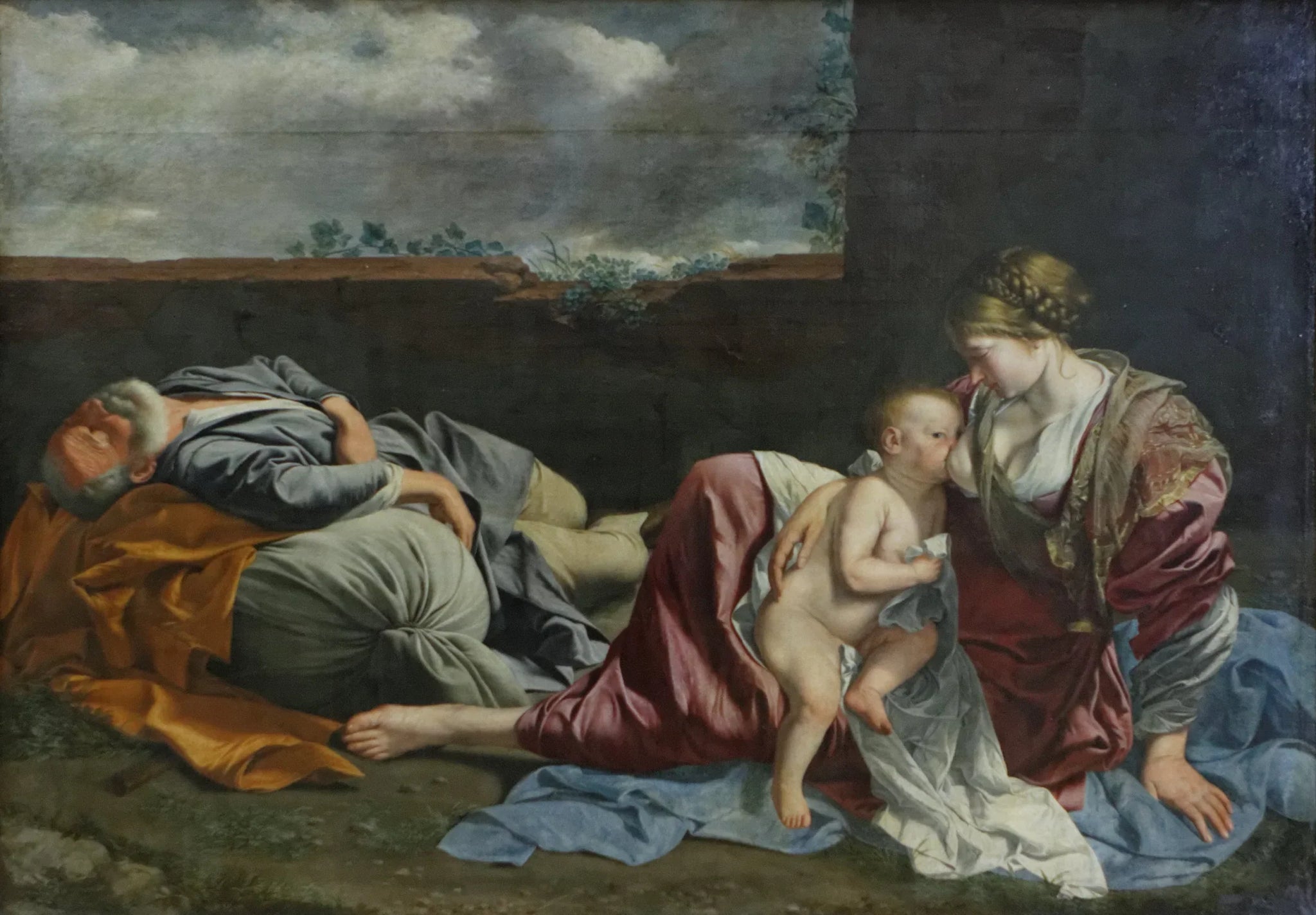 Le Repos de la Sainte Famille pendant la fuite en Égypte - Orazio Gentileschi image 1 reproduction de peinture à l’huile