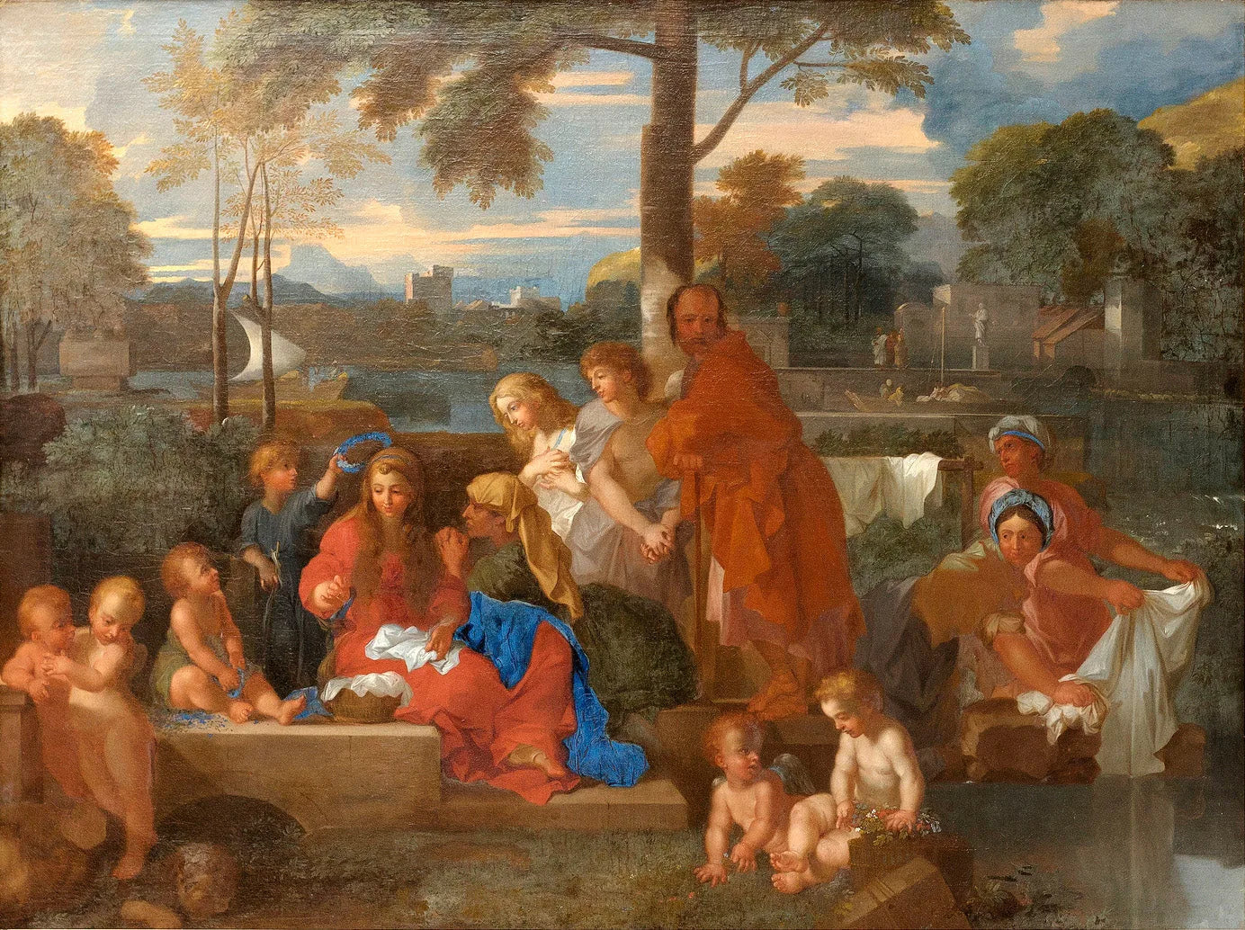 Le repos de la Sainte Famille - Sébastien Bourdon image 1 tableau peint à l’huile sur toile
