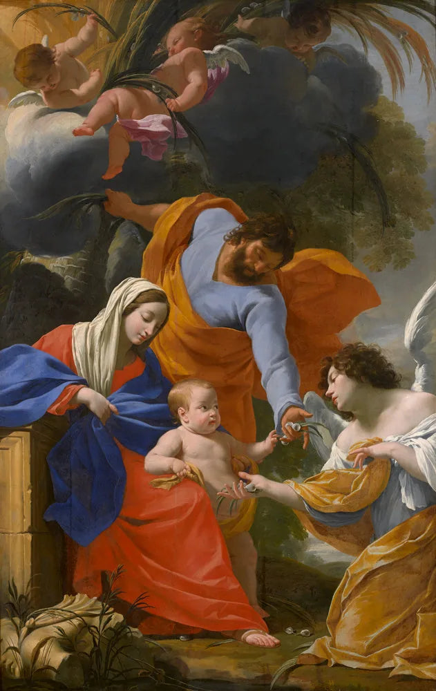 Le Repos de la Sainte famille - Simon Vouet image 1 tableau peint à l’huile sur toile