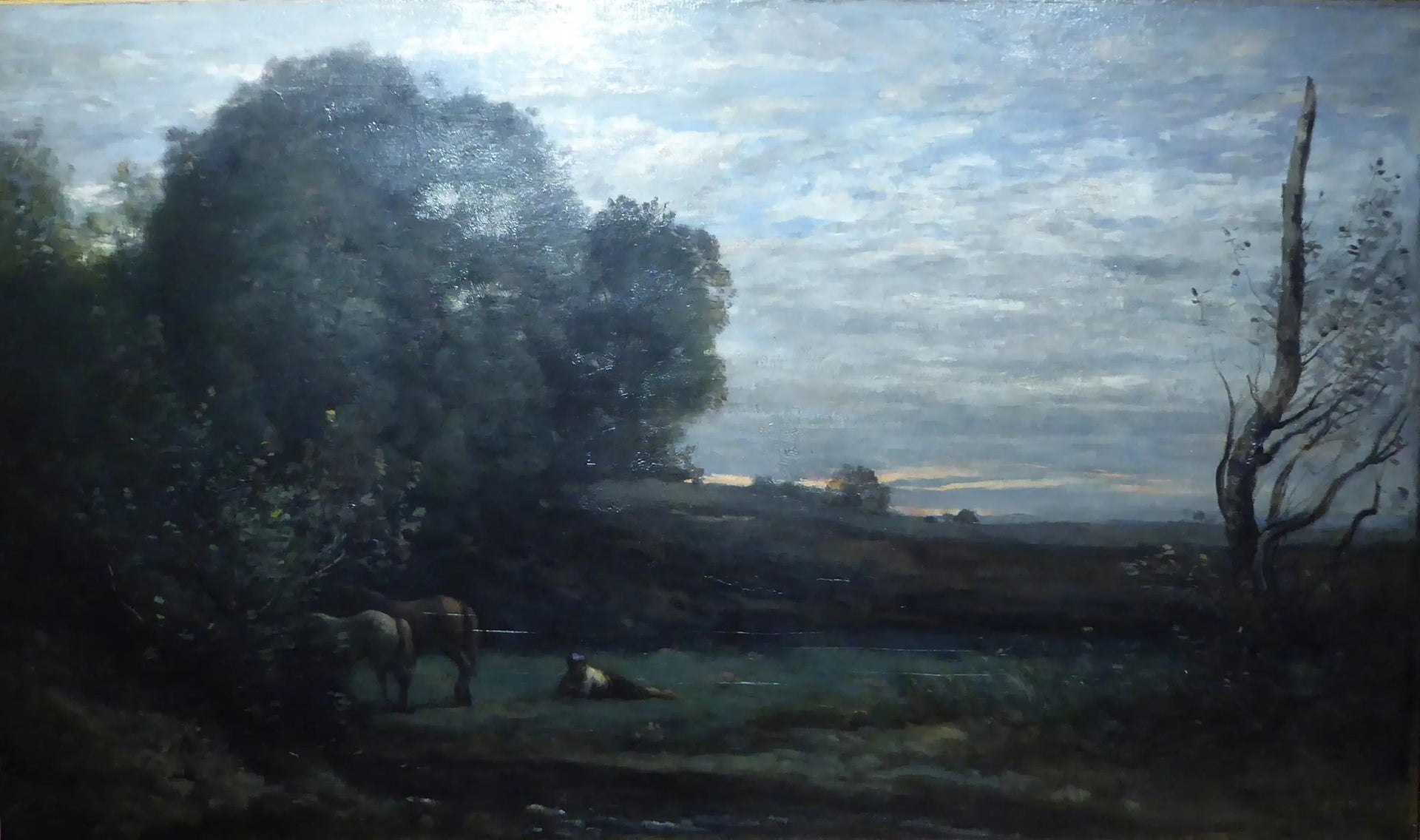 Le Repos des chevaux - Jean-Baptiste Camille Corot image 1 copie de tableau peinte à la main