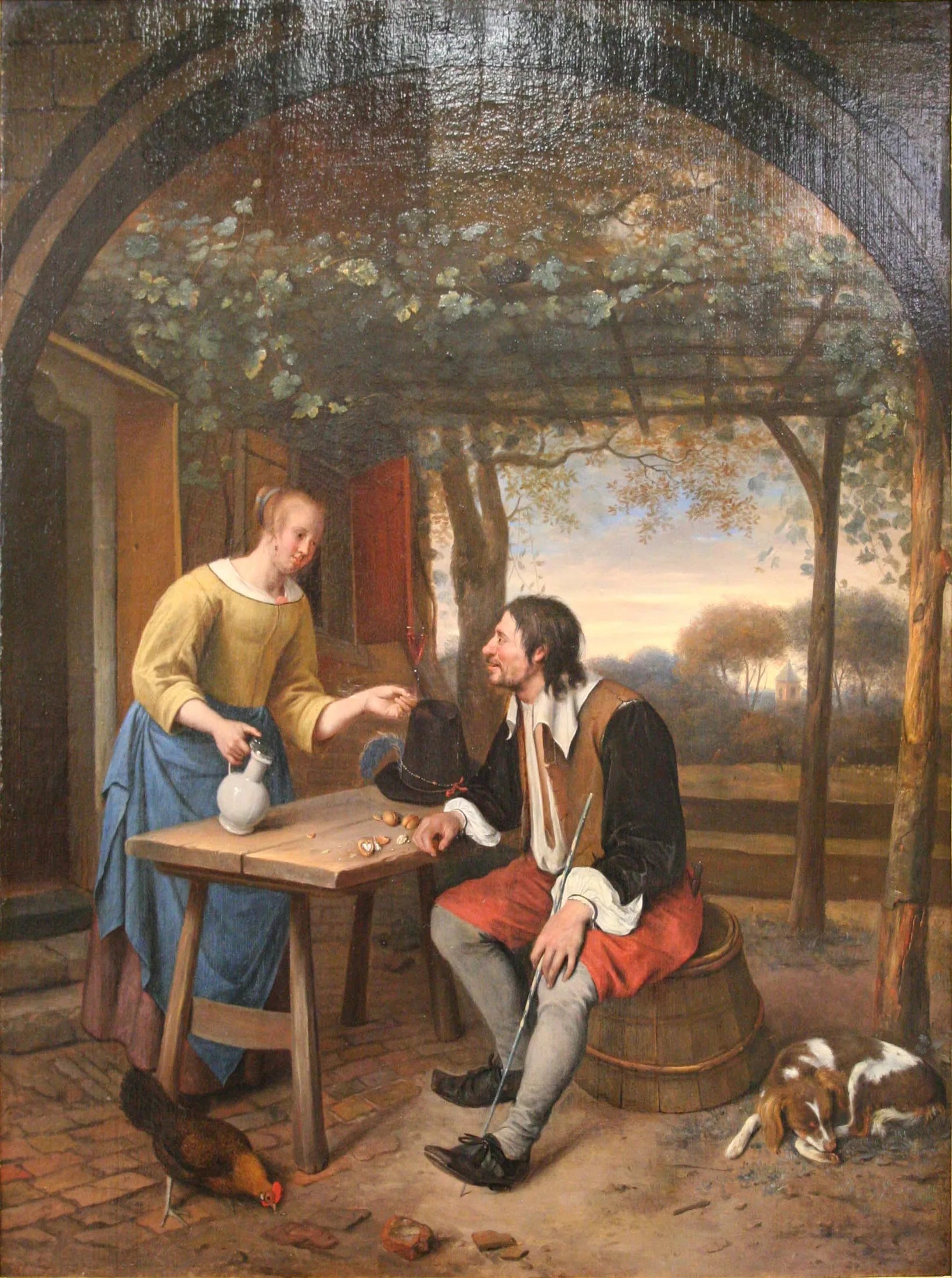 Le repos devant l'auberge - Jan Steen image 1 tableau peint à l’huile sur toile