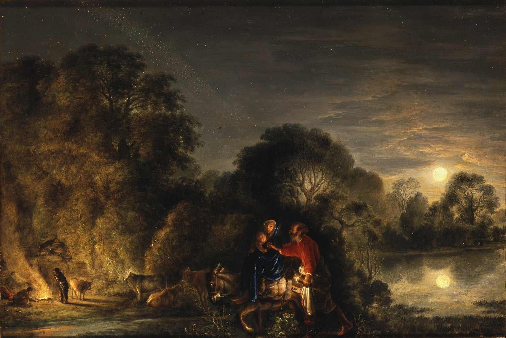 Le Repos pendant la fuite en Égypte - Adam Elsheimer image 1 copie peinte à la main à l’huile