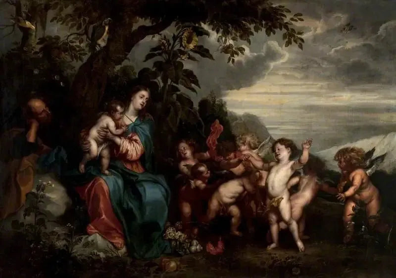Le repos pendant la fuite en Égypte - Antoine van Dyck image 1 copie peinte à la main à l’huile