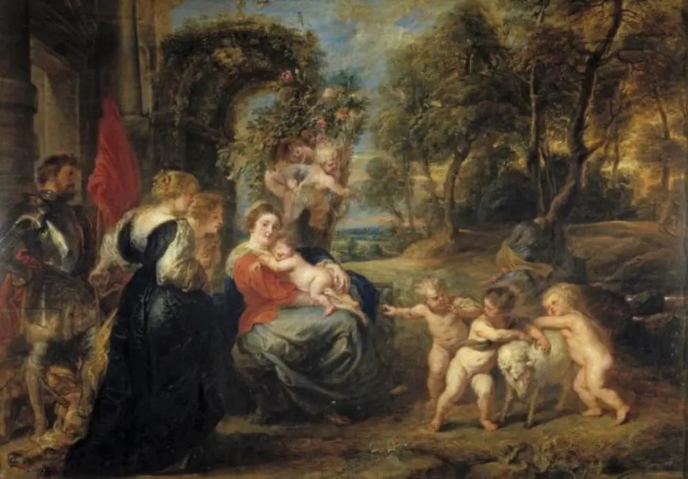 Le repos pendant la fuite en Égypte avec les saints - Peter Paul Rubens image 1 tableau peint à l’huile sur toile