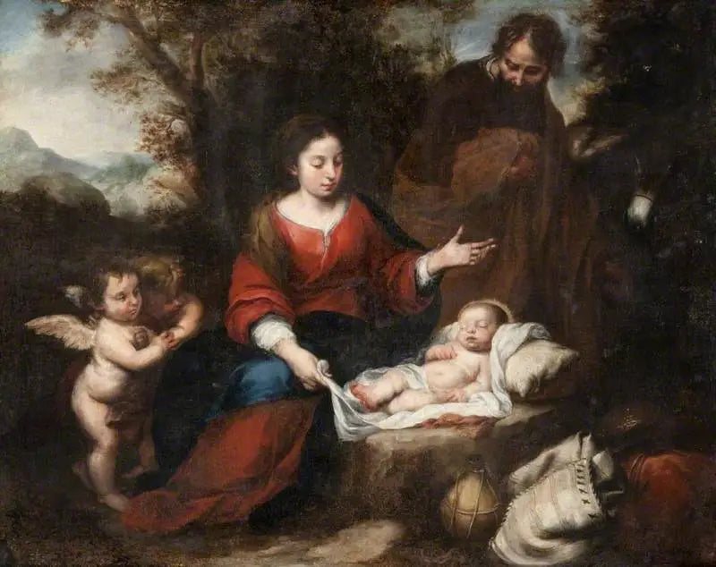 Le repos pendant la fuite en Égypte - Bartolomé Esteban Murillo image 1 reproduction artisanale de tableau