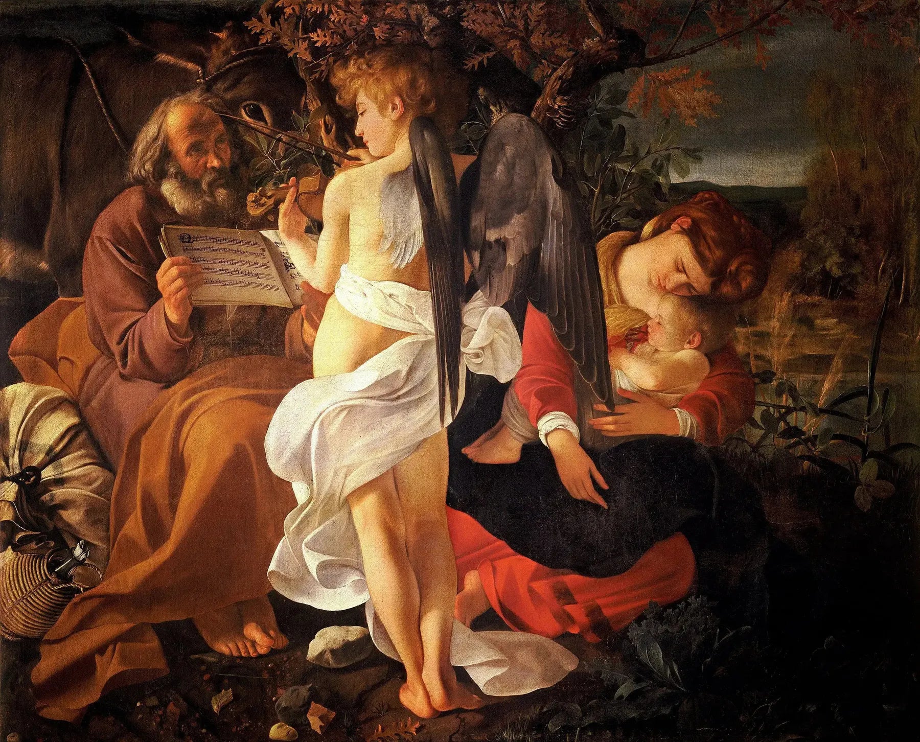 Le Repos pendant la fuite en Égypte - Le Caravage image 1 reproduction artisanale de tableau