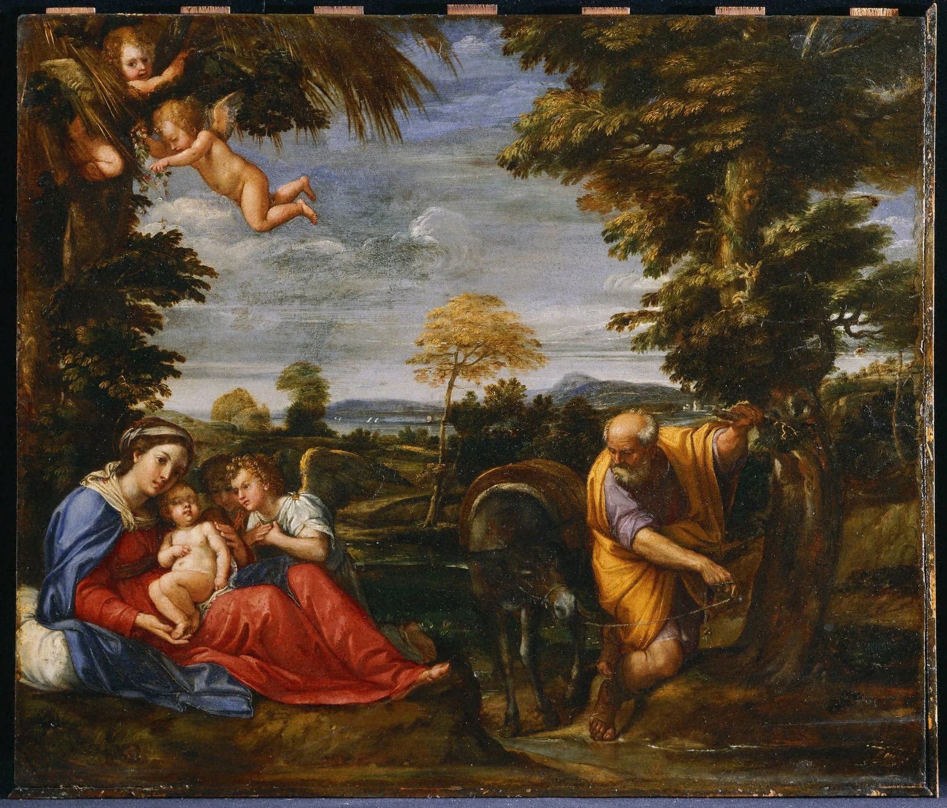 Le Repos pendant la fuite en Égypte - Francesco Albani image 1 tableau peint à l’huile sur toile