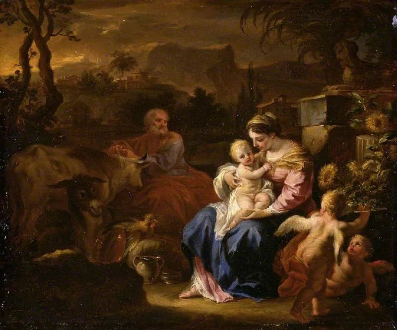 Le Repos pendant la fuite en Égypte - Francesco Solimena image 1 copie peinte à la main à l’huile