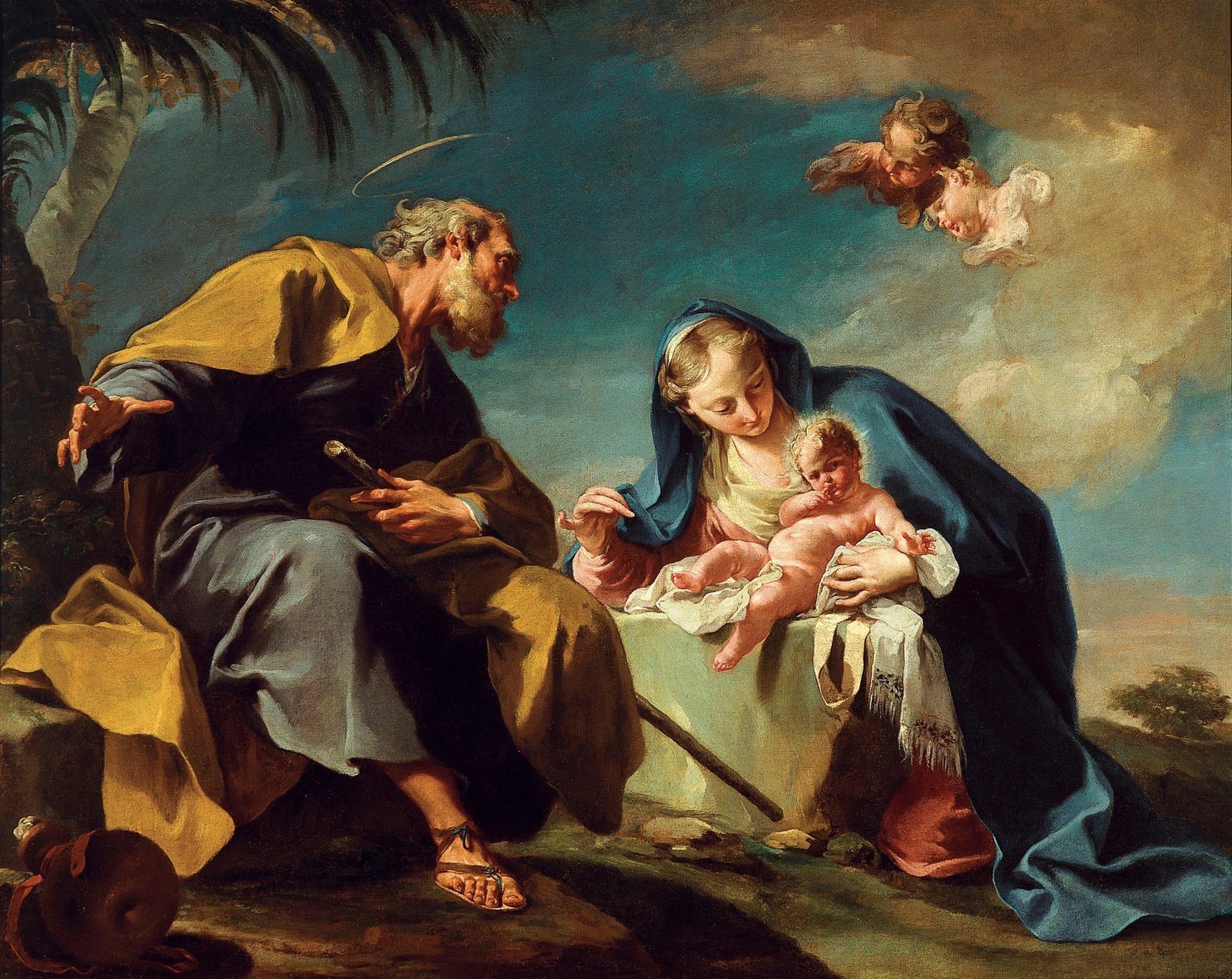 Le Repos pendant la fuite en Égypte - Giovanni Battista Pittoni image 1 copie de tableau peinte à la main