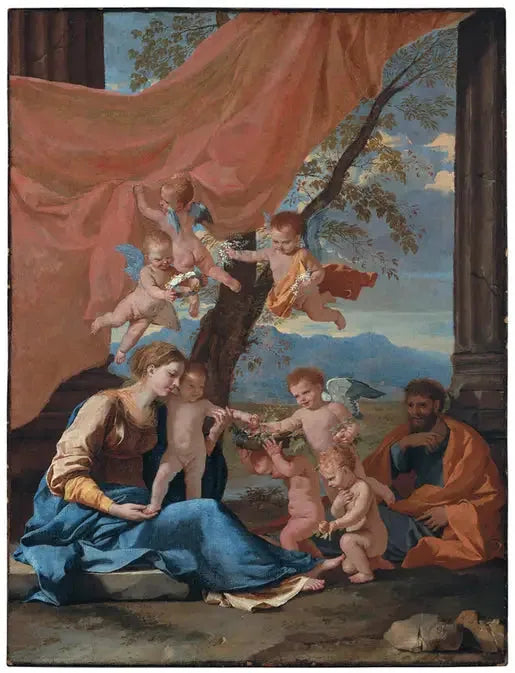 Le repos pendant la fuite en Egypte - Nicolas Poussin image 1 reproduction d’œuvre d’art à l’huile