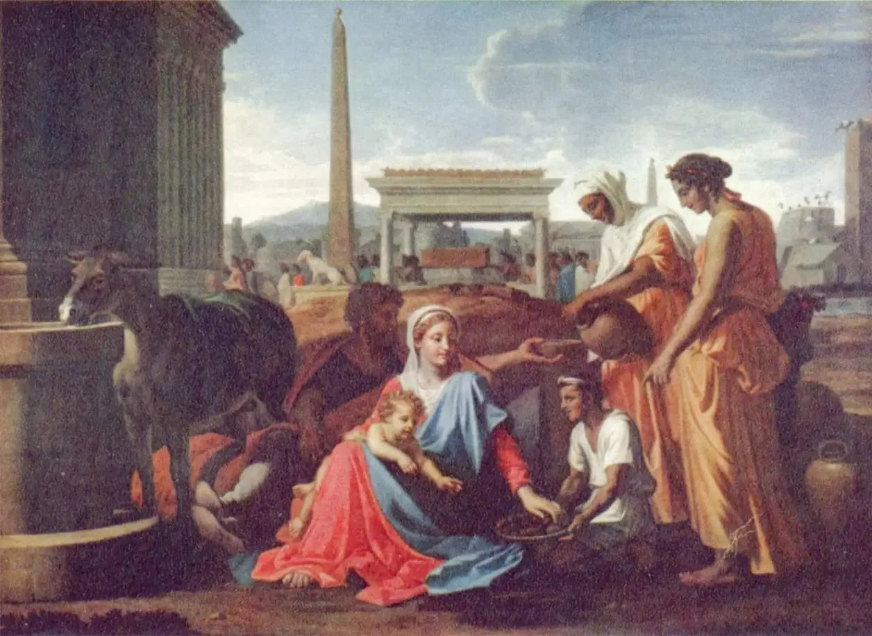 Le Repos pendant la fuite en Égypte. - Nicolas Poussin image 1 reproduction artisanale de tableau