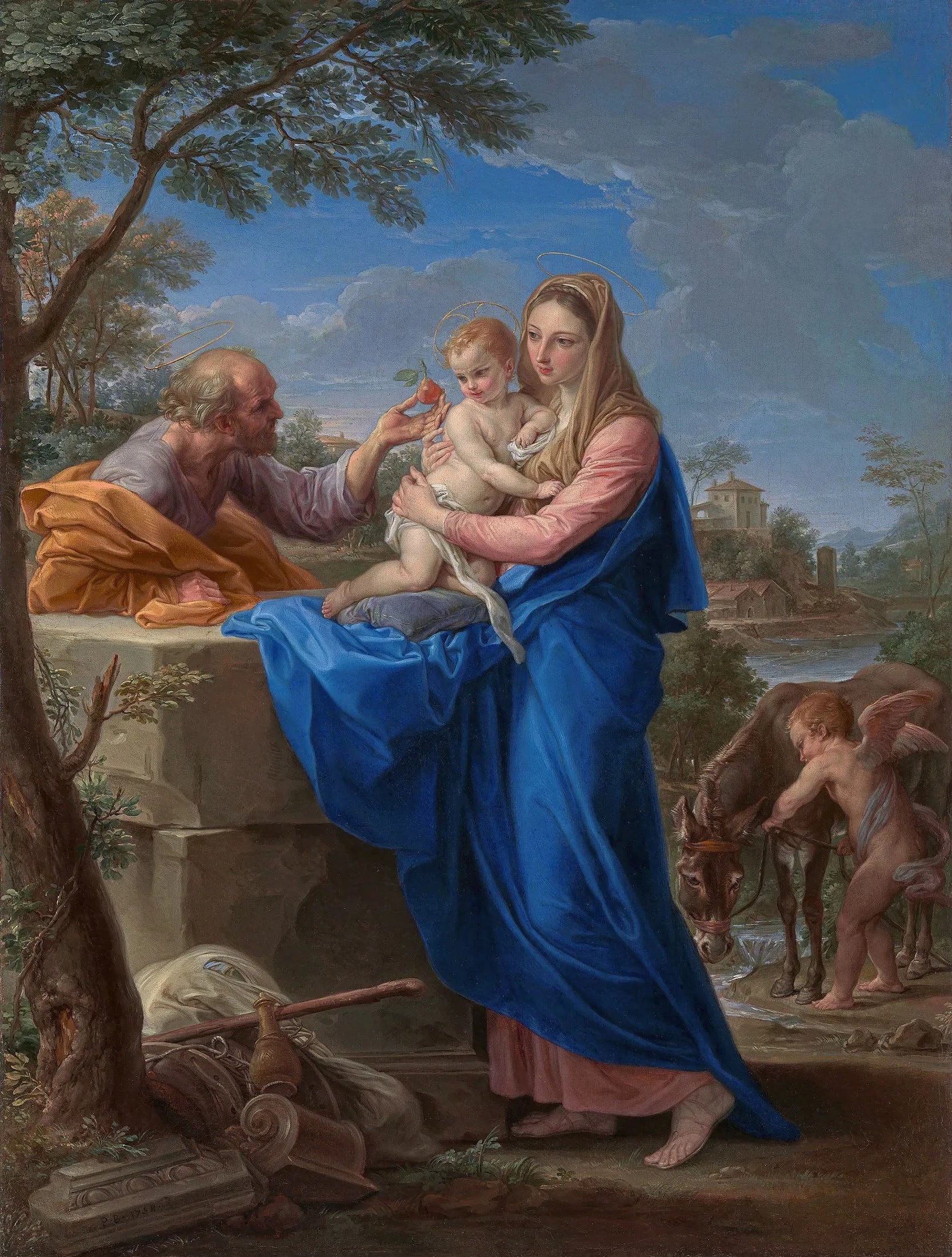 Le Repos pendant la fuite en Égypte - Pompeo Batoni image 1 reproduction artisanale de tableau