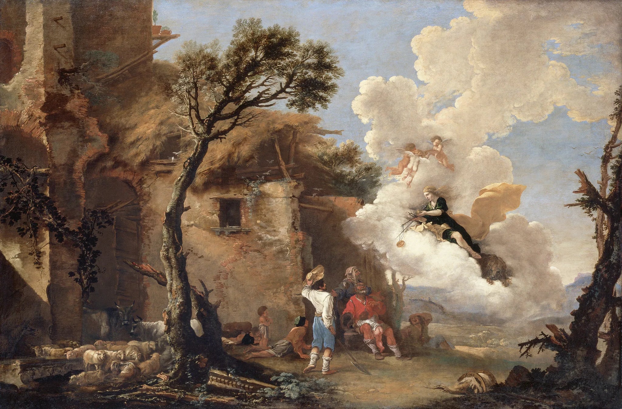 Le retour d'Astrée - Salvator Rosa image 1 reproduction artisanale de tableau