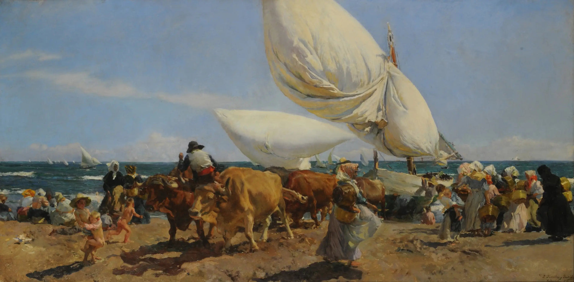Le retour de la pêche - Joaquín Sorolla image 1 tableau peint à l’huile sur toile