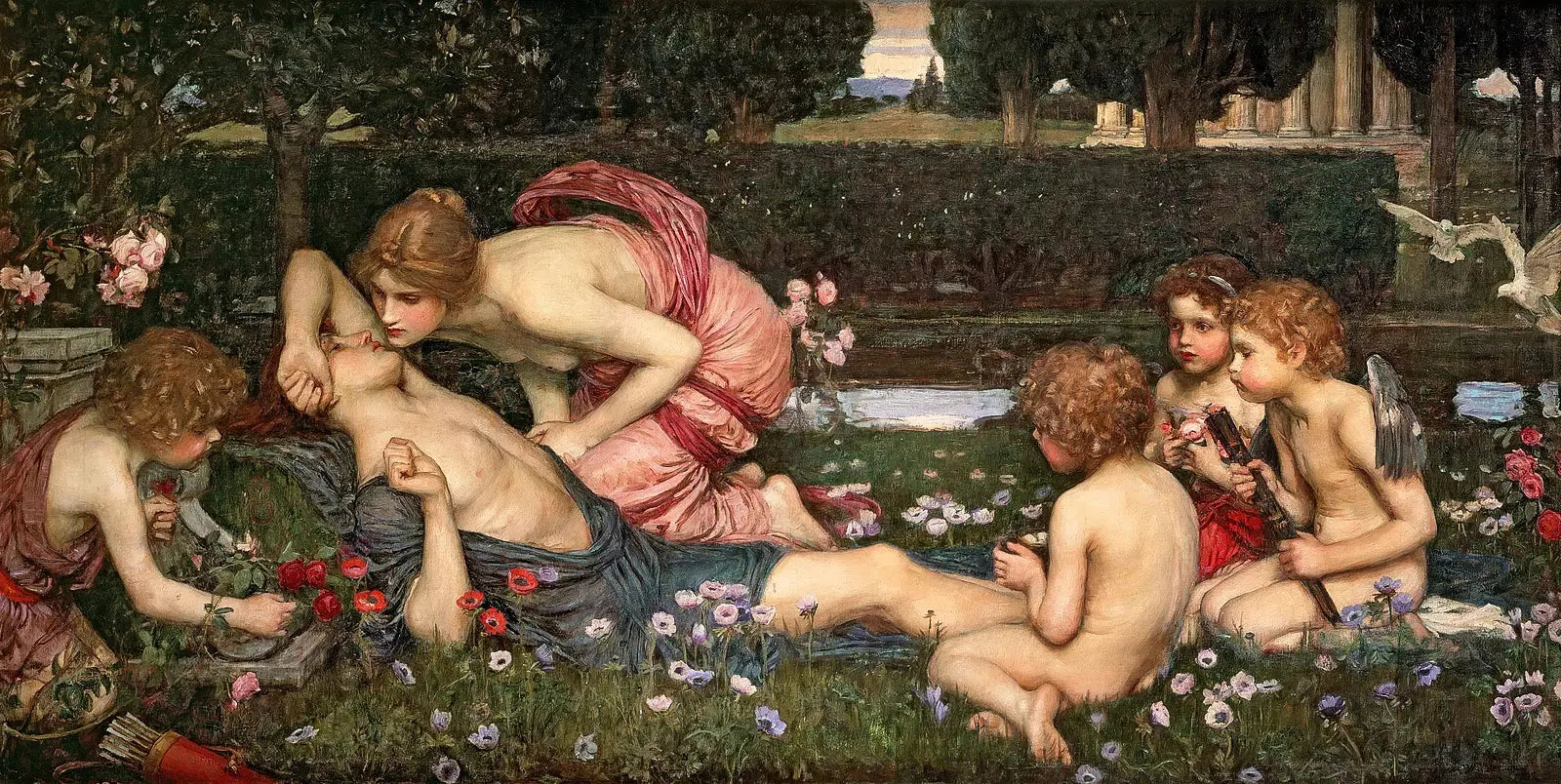 Le réveil d'Adonis - John William Waterhouse image 1 reproduction d’œuvre d’art à l’huile