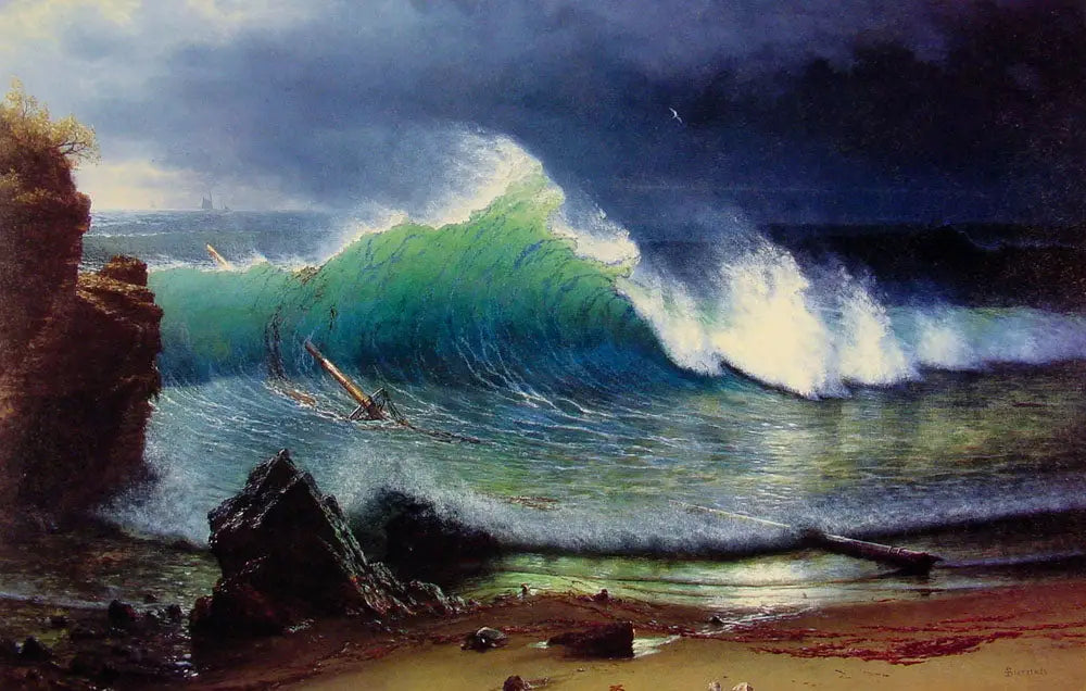Le rivage de la mer turquoise - Albert Bierstadt image 1 reproduction d’œuvre d’art à l’huile