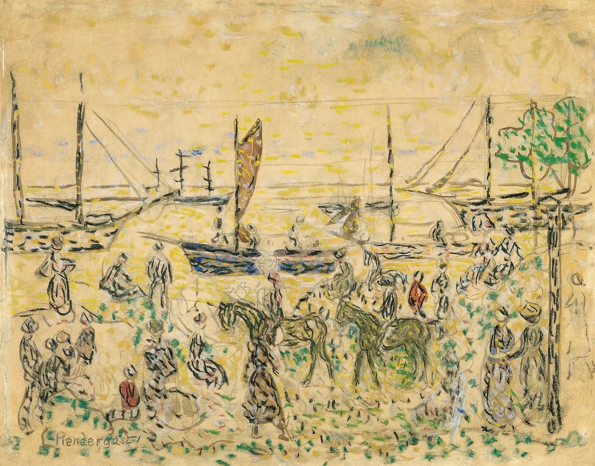 Le rivage - Maurice Prendergast image 1 copie de tableau peinte à la main