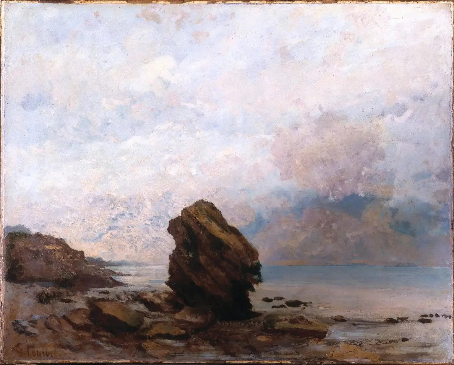 Le Rocher isolé - Gustave Courbet image 1 reproduction de peinture à l’huile