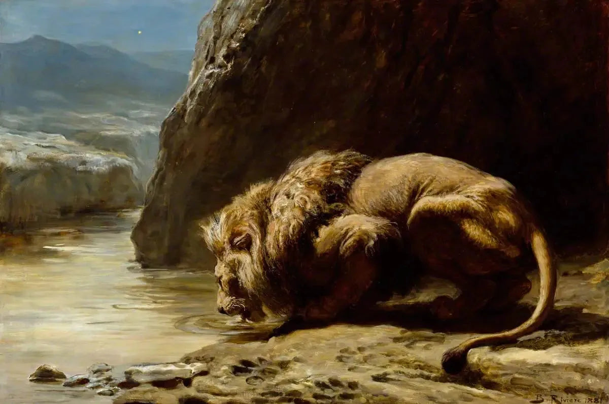 Le roi boit - Briton Rivière image 1 copie de tableau peinte à la main