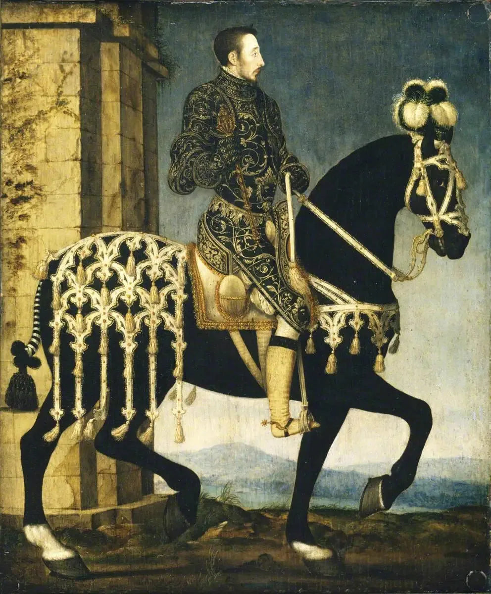Le roi Henri II, roi de France (1519-1559) à cheval - François Clouet image 1 copie peinte à la main à l’huile