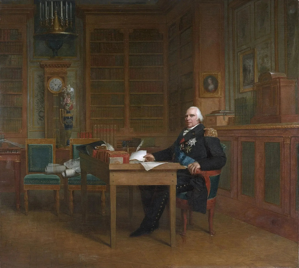 Le roi Louis XVIII dans son cabinet de travail des Tuileries - François Gérard image 1 reproduction d’œuvre d’art à l’huile