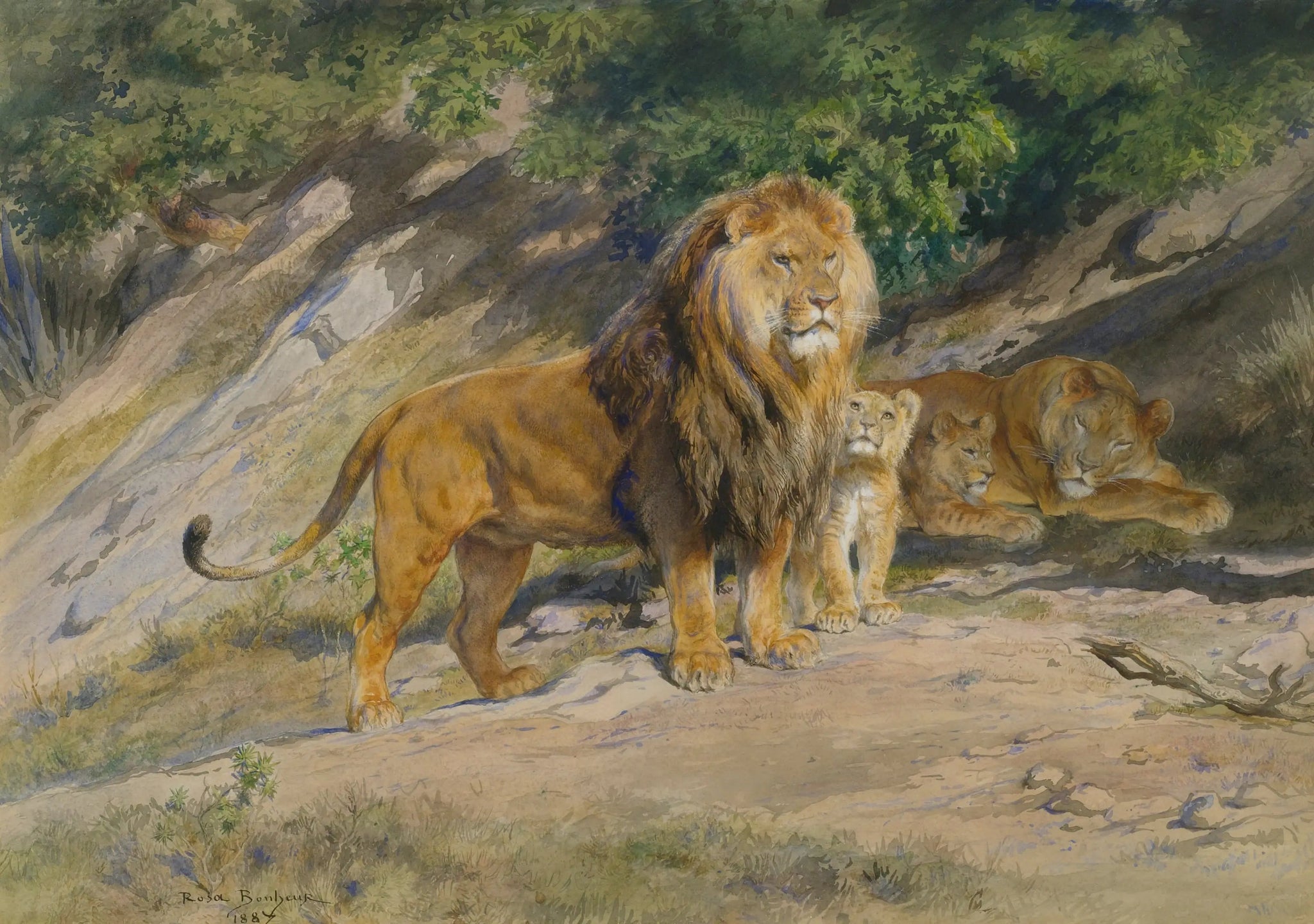 Le roi regarde - Rosa Bonheur image 1 reproduction de peinture à l’huile