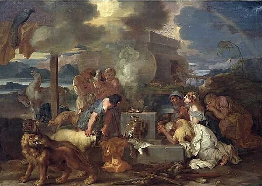 Le Sacrifice de Noé à la sortie de l'arche - Sébastien Bourdon image 1 reproduction artisanale de tableau