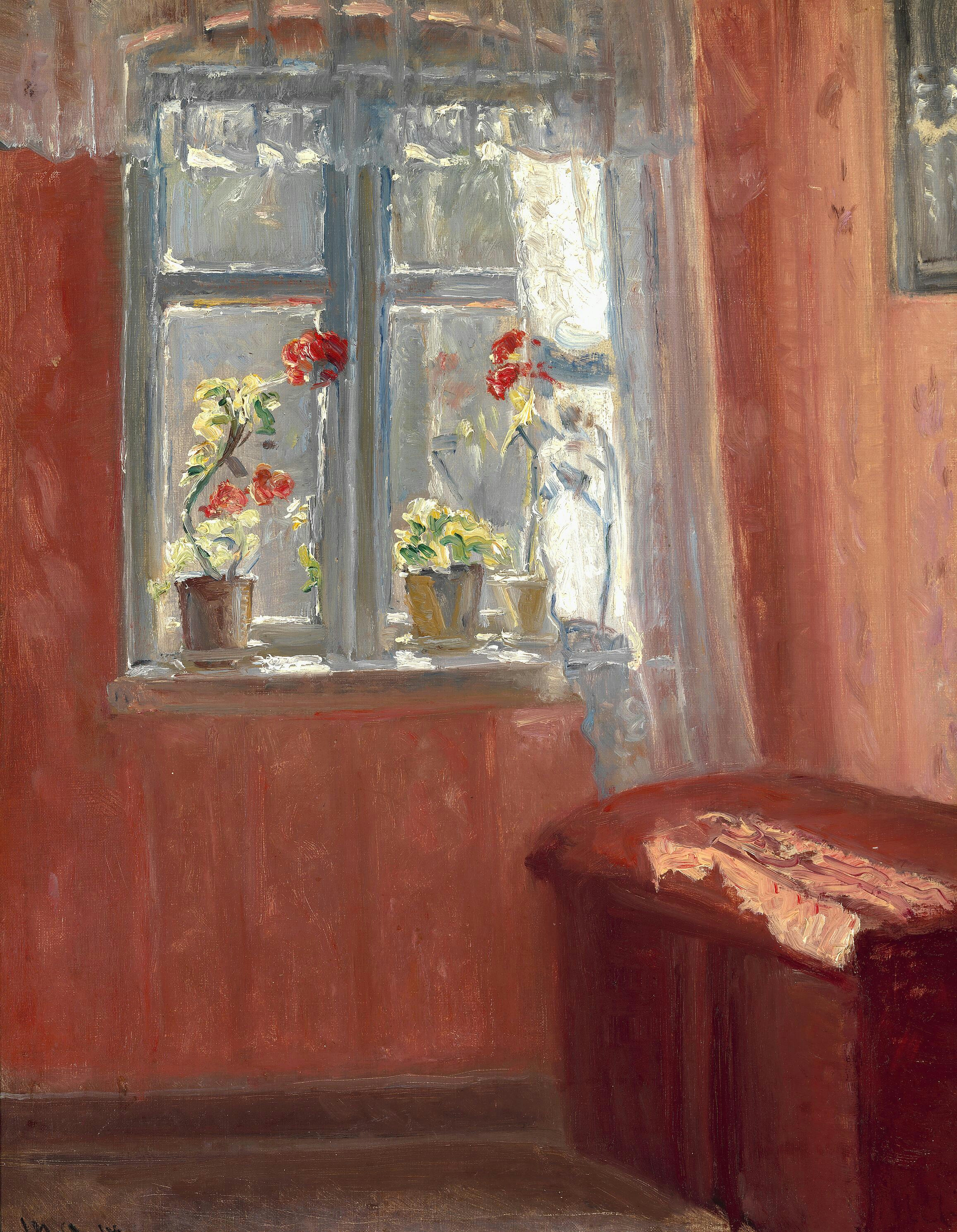 Le salon rouge. - Michael Peter Ancher image 1 copie peinte à la main à l’huile