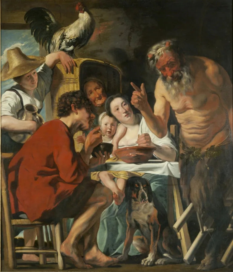 Le satyre et le paysan (Göteborg) - Jacob Jordaens image 1 tableau peint à l’huile sur toile