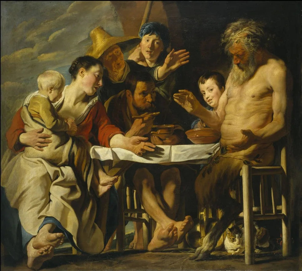 Le Satyre et le Paysan - Jacob Jordaens image 1 reproduction artisanale de tableau