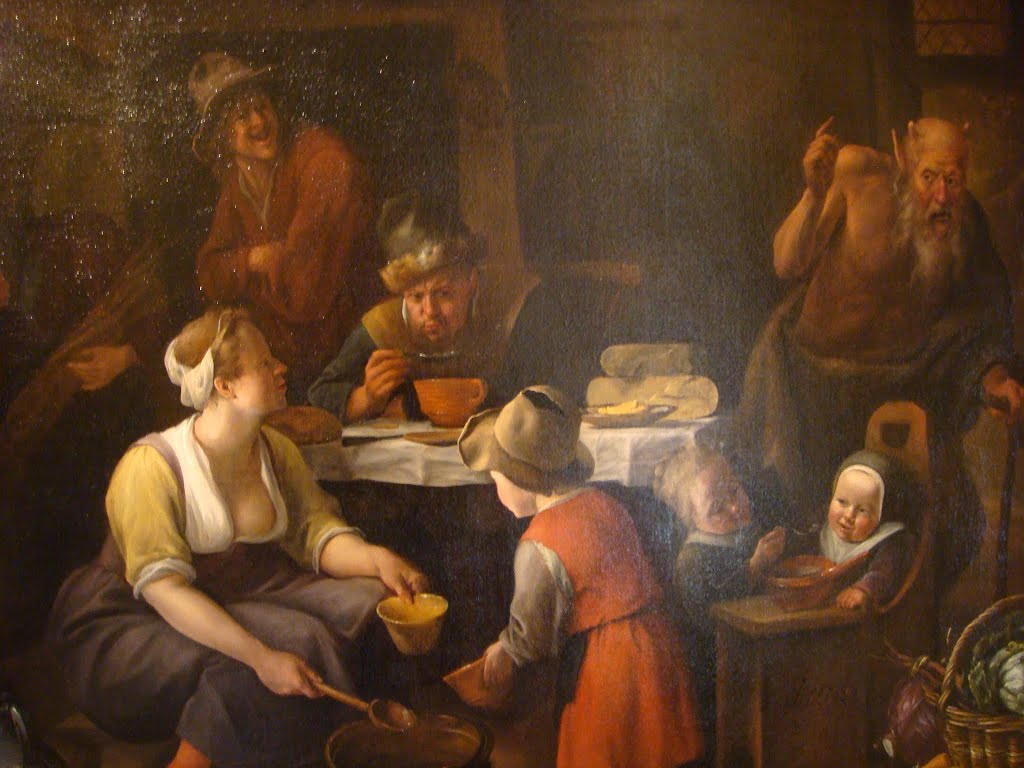 Le Satyre et le Paysan - Jan Steen image 1 copie de tableau peinte à la main