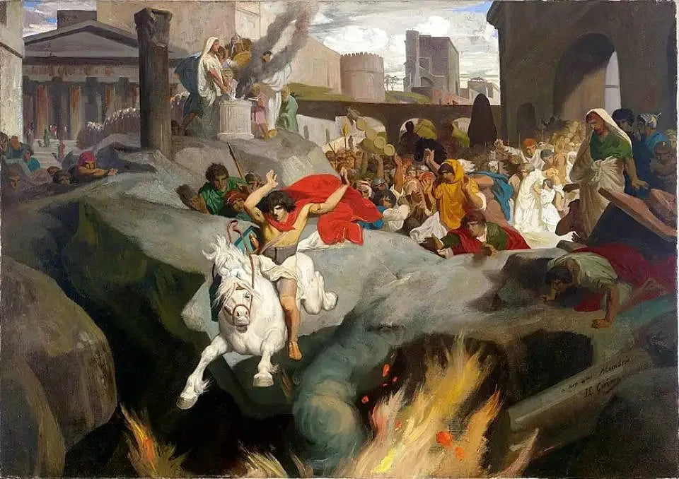 Le saut de Mettius Curtius - Jean-Léon Gérôme image 1 reproduction d’œuvre d’art à l’huile